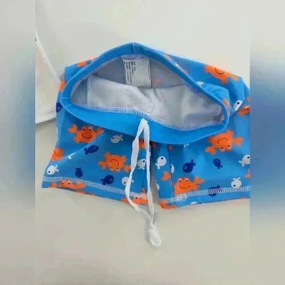 Little Crab Cutest Catch Boys Size 2 Blue And White Swim Top And Shorts - Picture 3 of 6